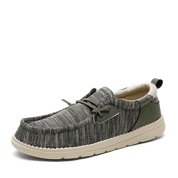 Men's Breathable Knitted Slip On Loafers - OLIVE GREEN -  0